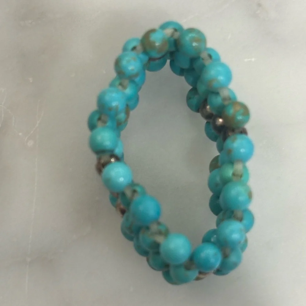 Silpada Turquoise Beaded ring with stretchy band - Picture 2 of 3